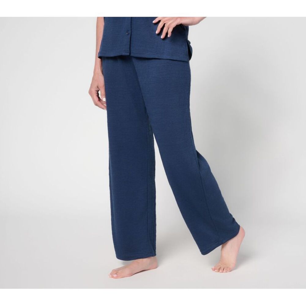 SUNNYLiFE Women's Pants Sz XL Slub Knit Straight Leg Lounge Pant Blue A683092